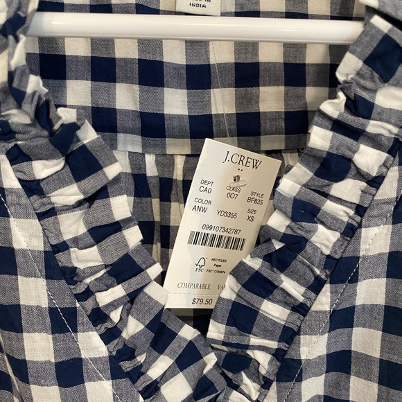 J. Crew Navy/ White Checkered Blouse - Picture 5 of 6